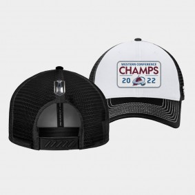 Colorado Avalanche 2022 Western Conference Champs Black Locker Room Trucker Adjustable Hat