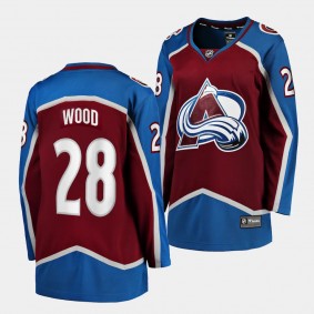 Miles Wood Colorado Avalanche Home Women Breakaway Player 28 Jersey
